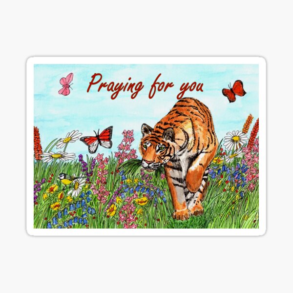 Tiger in a Perfect World - Praying for You Card Sticker
