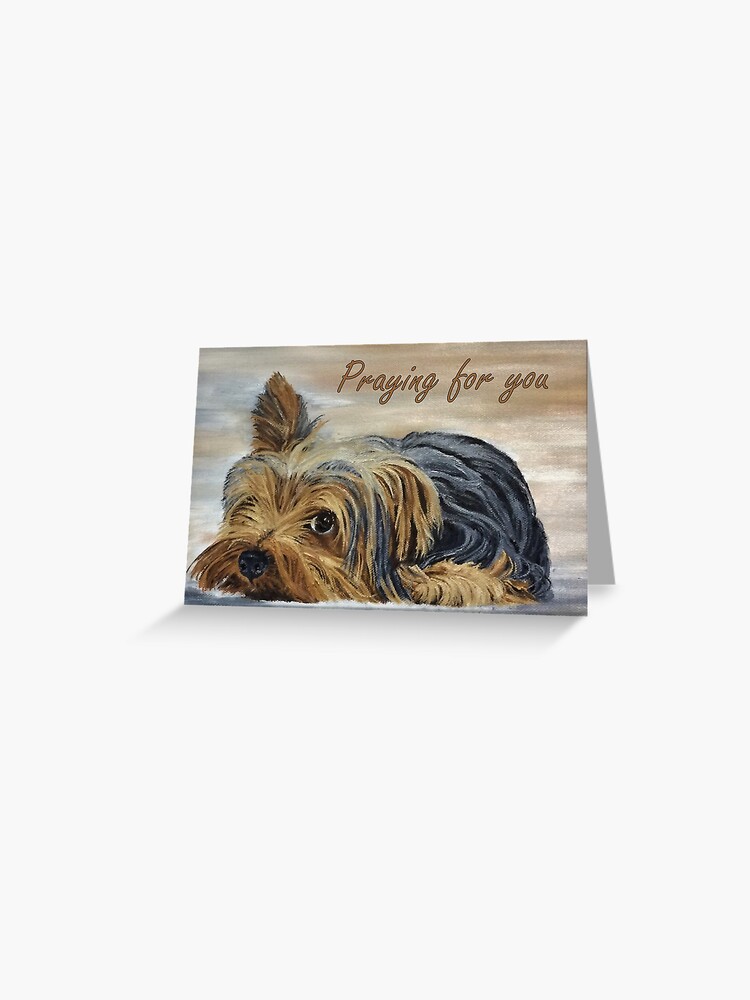 Thumbnail 1 of 2, Greeting Card, Yorkshire Terrier Appeal - Praying for You Card designed and sold by EuniceWilkie.