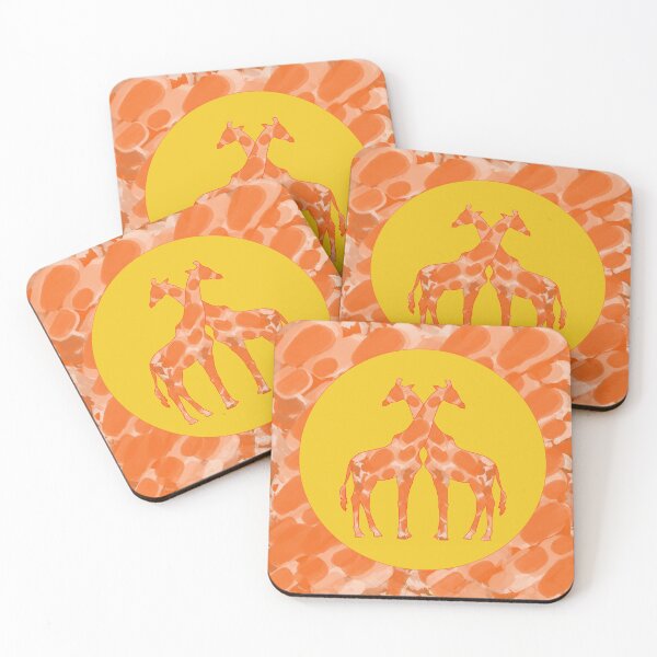 Item preview, Pair of Giraffes in Orange and Gold. Cute pair of giraffes in hot summer shades of orange and gold  designed and sold by innerspectrum.