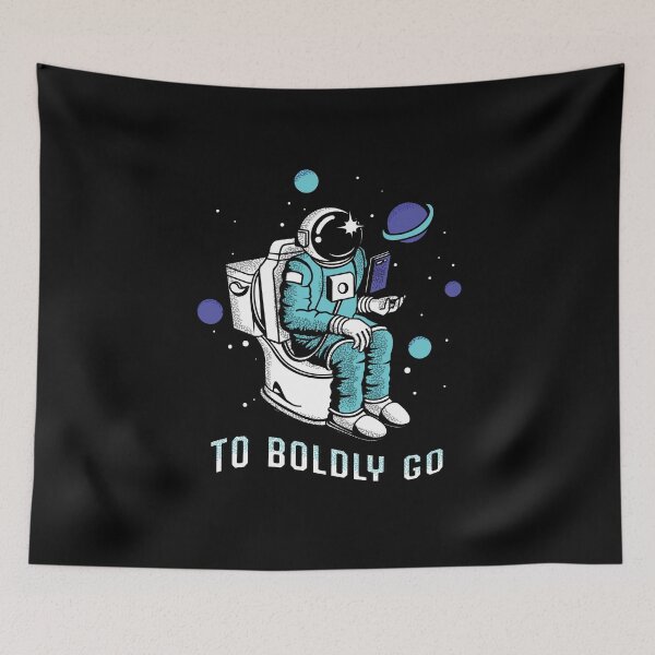 Item preview, Poopin Astronaut Boldly Go Color Funny Space Gift designed and sold by oberdoofus.