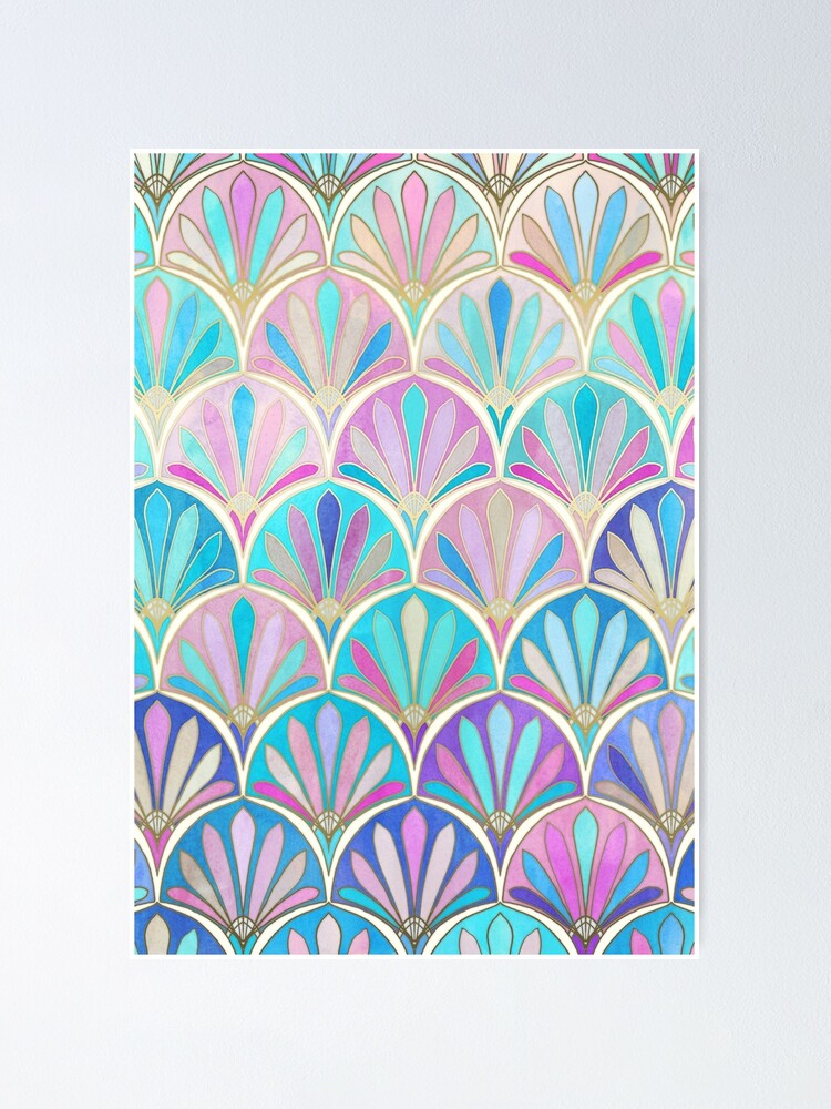 Glamorous Twenties Art Deco Pastel Pattern Poster For Sale By Micklyn Redbubble 9750