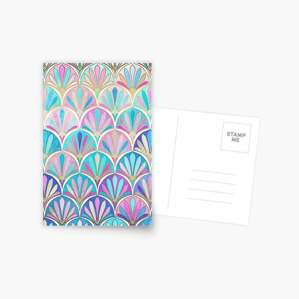 Glamorous Twenties Art Deco Pastel Pattern Postcard