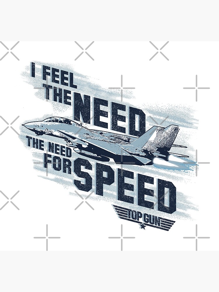 Top Gun - I Feel The Need For Speed White | Framed Art Print