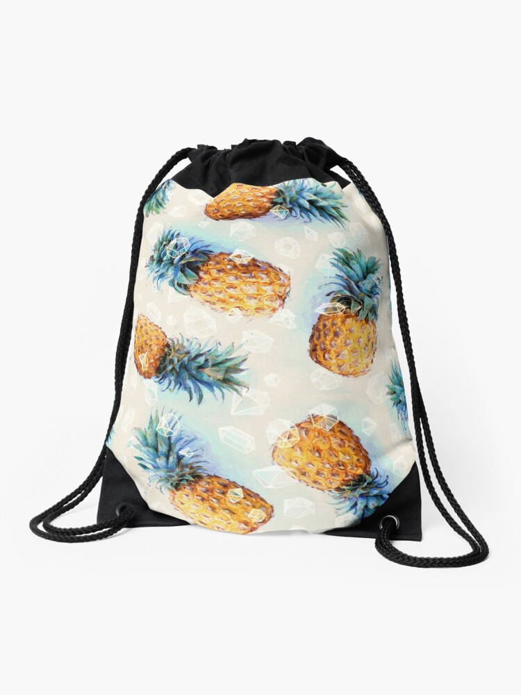 Thumbnail 1 of 3, Drawstring Bag, Pineapples + Crystals designed and sold by micklyn.