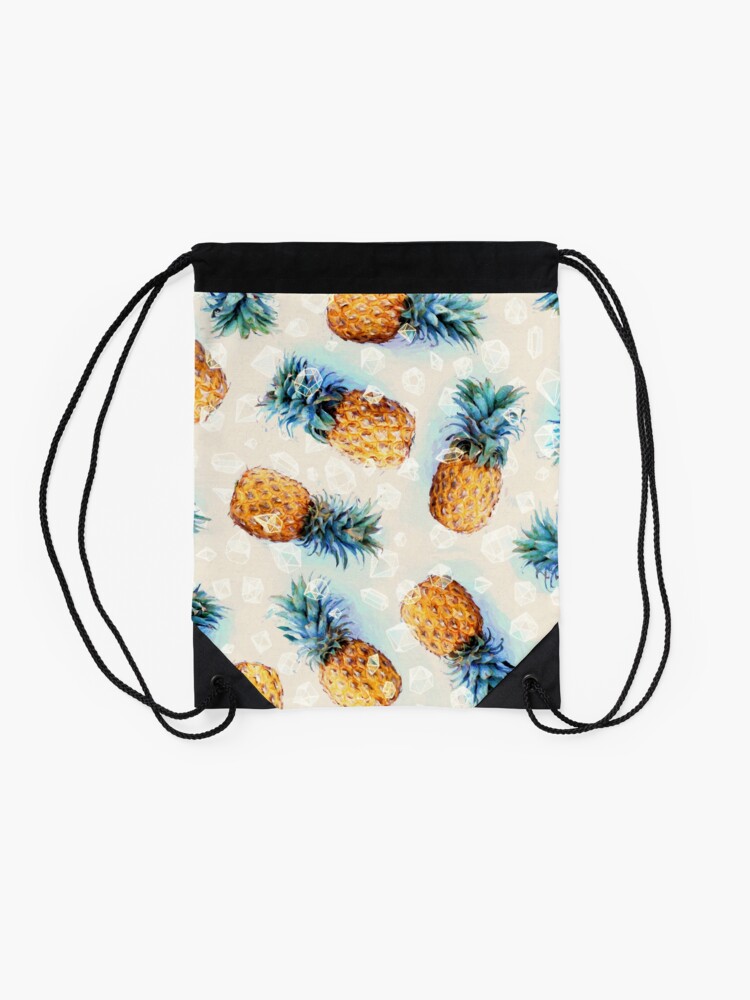 Thumbnail 2 of 3, Drawstring Bag, Pineapples + Crystals designed and sold by micklyn.