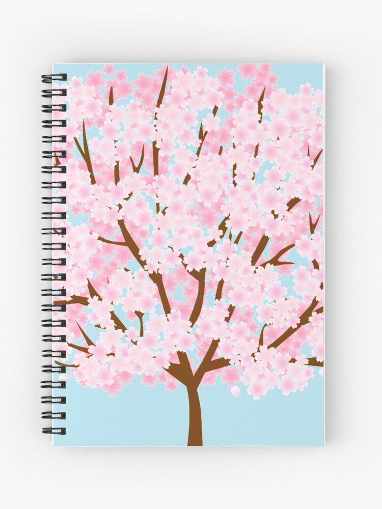 Cherry Blossom Tree Cartoon Spiral Notebook By Azule1 Redbubble