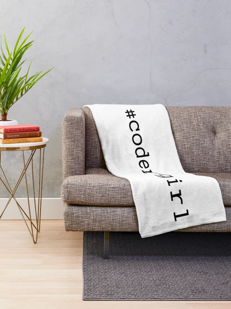 Thumbnail 2 of 6, Throw Blanket, Coder Girl designed and sold by KeepOnCoding.