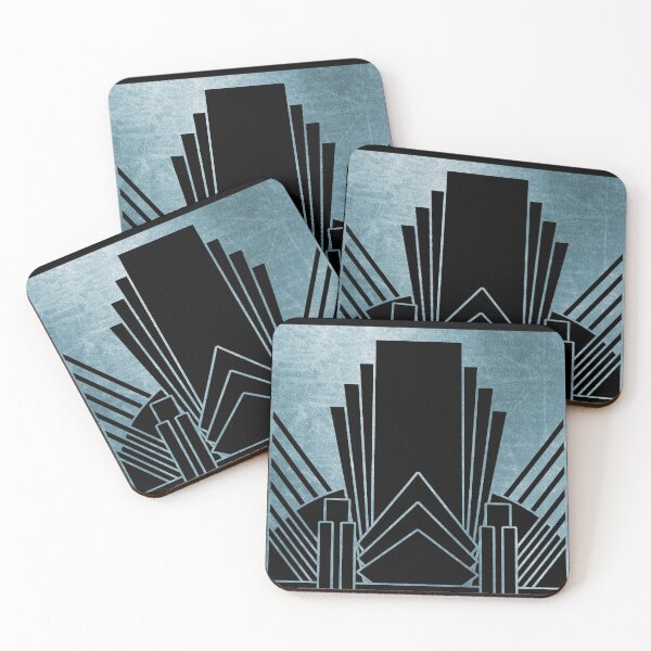 Item preview, Teal blue art deco design designed and sold by peggieprints.