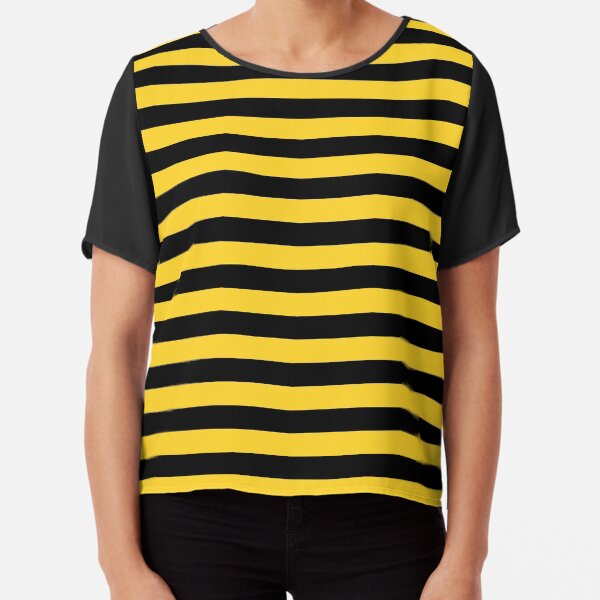 Yellow and Black Honey Bee Stripes Chiffon Top
