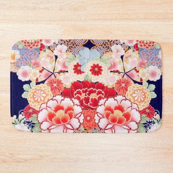 Item preview, ANTIQUE JAPANESE FLOWERS Pink White Wild Roses Kimono Style Floral designed and sold by BulganLumini.