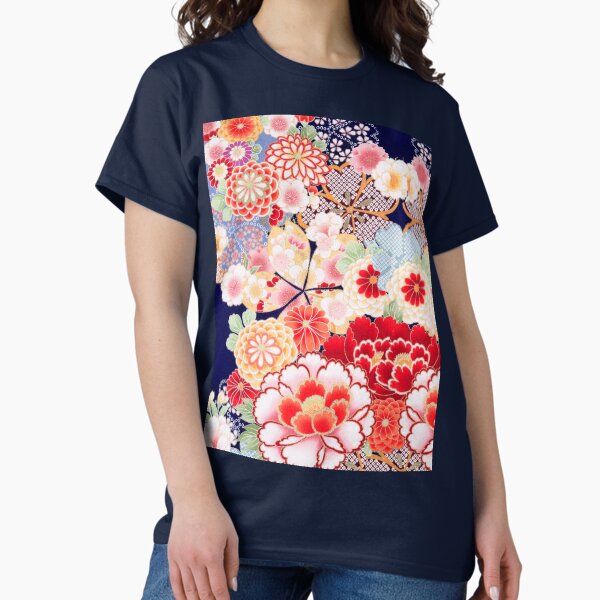 Item preview, ANTIQUE JAPANESE FLOWERS Pink White Wild Roses Kimono Style Floral designed and sold by BulganLumini.