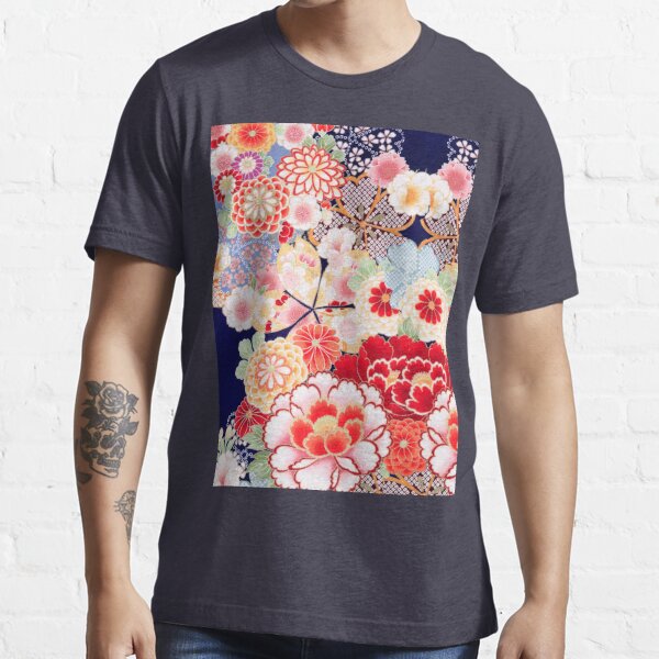 Men's regular shirt with japanese flower print