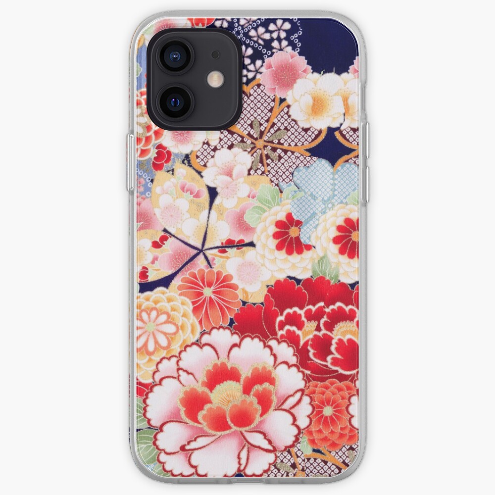 ANTIQUE JAPANESE FLOWERS Pink White Wild Roses Kimono Style Floral iPhone Case & Cover