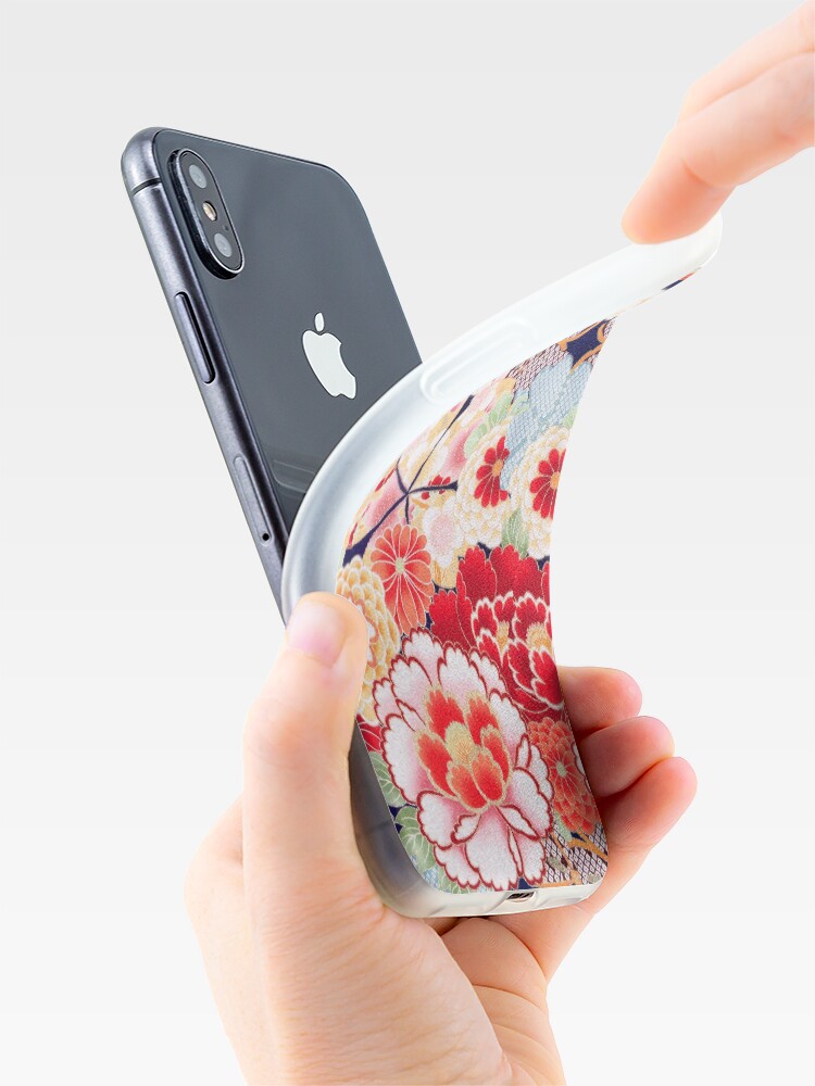 Alternate view of ANTIQUE JAPANESE FLOWERS Pink White Wild Roses Kimono Style Floral iPhone Case & Cover