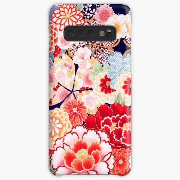 ANTIQUE JAPANESE FLOWERS Pink White Wild Roses Kimono Style Floral Samsung Galaxy Snap Case
