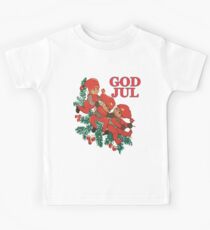 Retro Vintager Gott Jul Tomte Nisse Gnomes skandinavisches Weihnachten Kinder T-Shirt