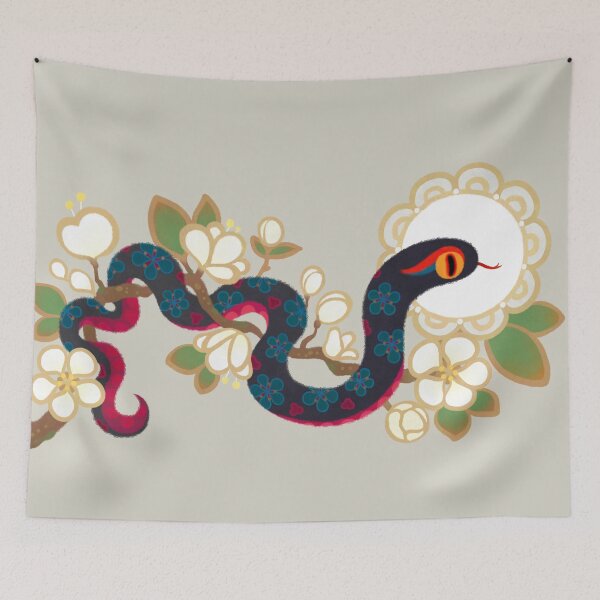 Item preview, Snake and flowers 2 designed and sold by pikaole.