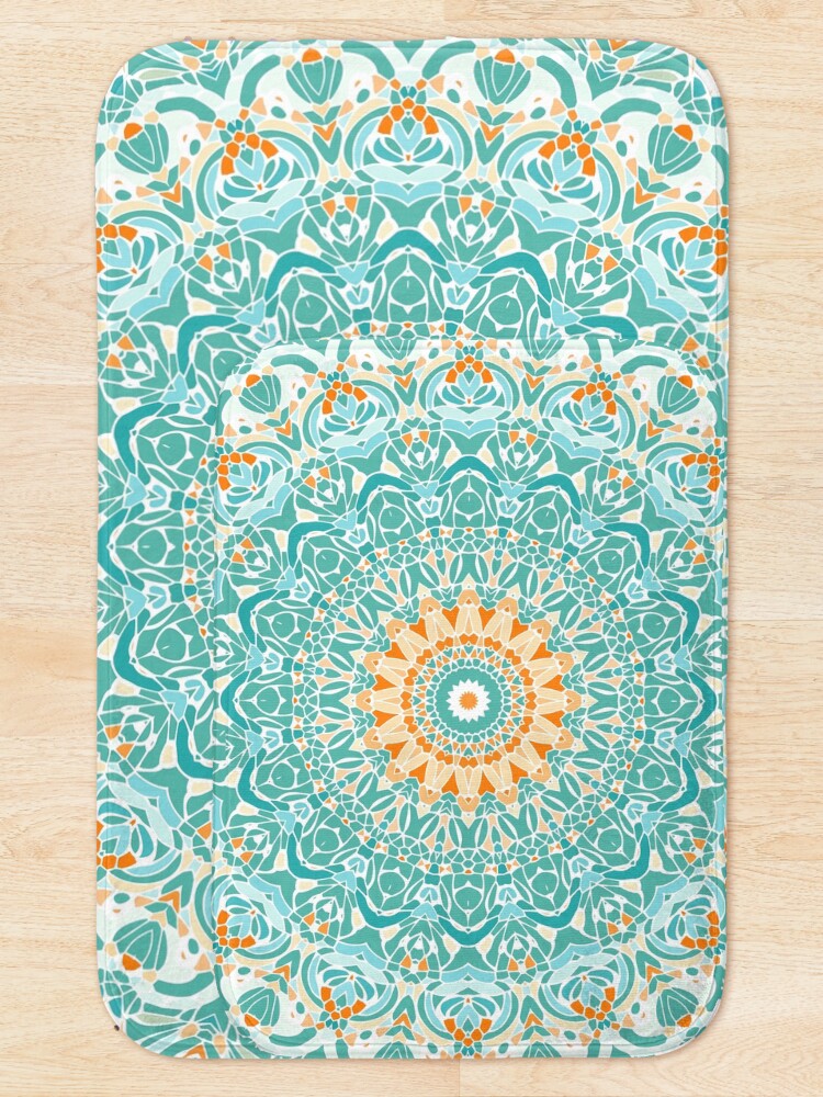 Alternate view of Orange and Turquoise Clarity Mandala Bath Mat