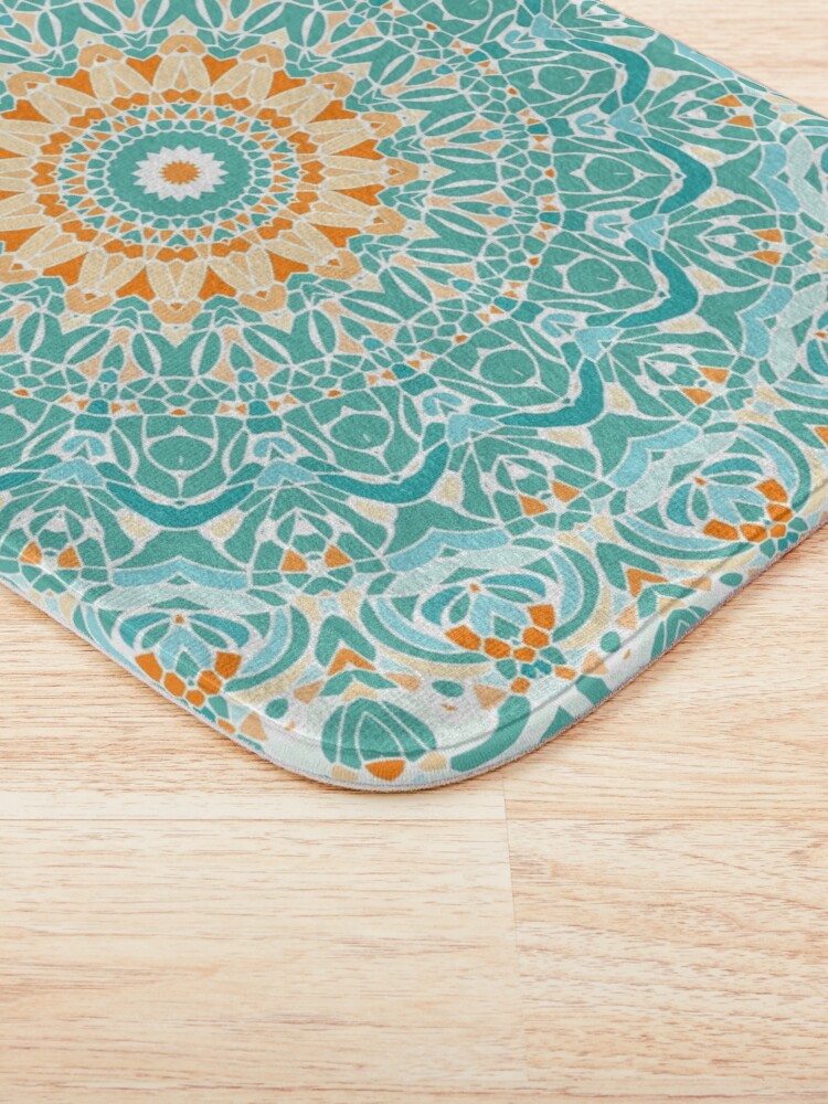 Alternate view of Orange and Turquoise Clarity Mandala Bath Mat