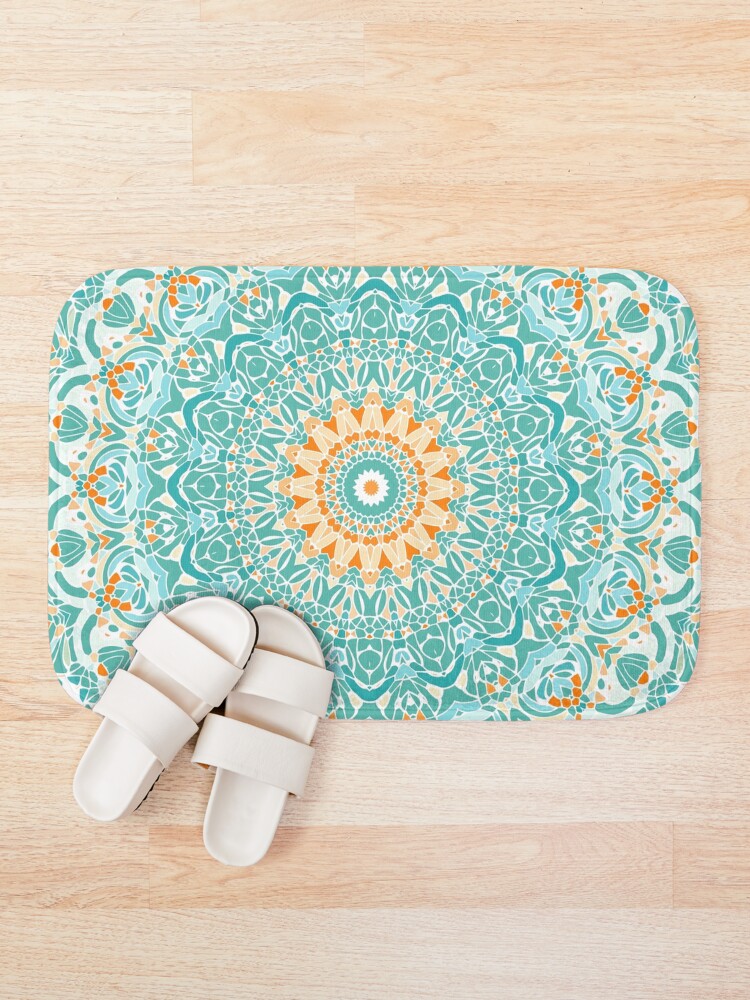 Alternate view of Orange and Turquoise Clarity Mandala Bath Mat