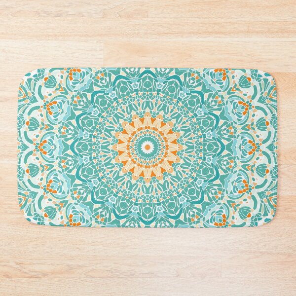 Natural Turquoise Aztec Bath Mat