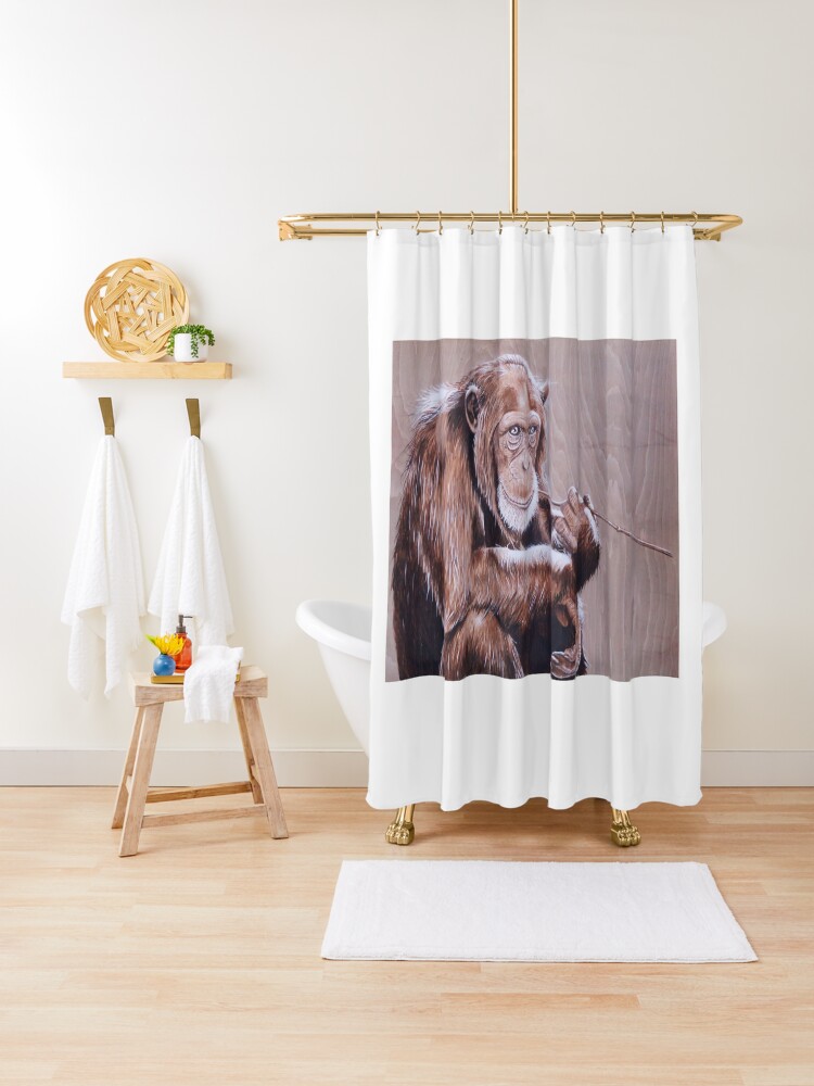 Chimpanzee Painting Zoological Artwork Without Text Shower