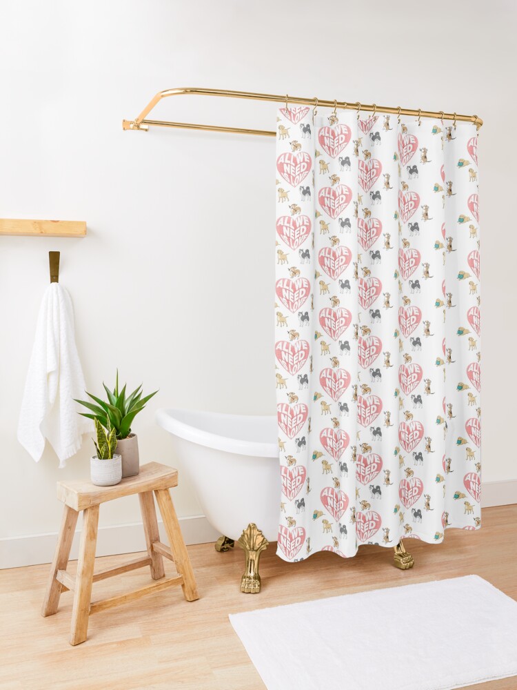 Alternate view of All We Need is Love Dogs Shower Curtain