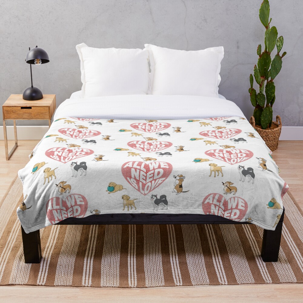 All We Need is Love Dogs Throw Blanket