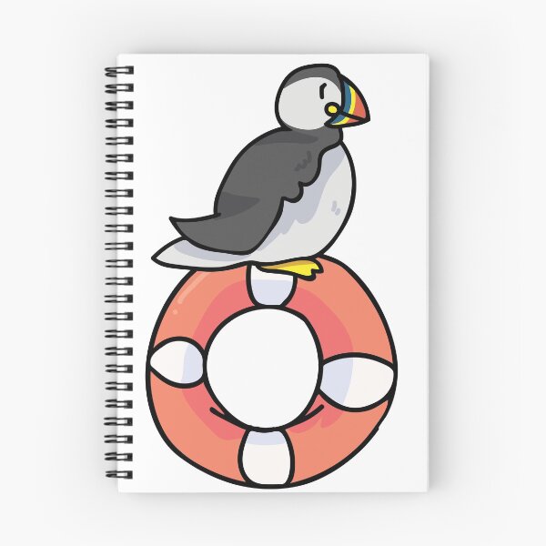Item preview, Cute puffin sitting on lifering cartoon illustration designed and sold by Limolida.