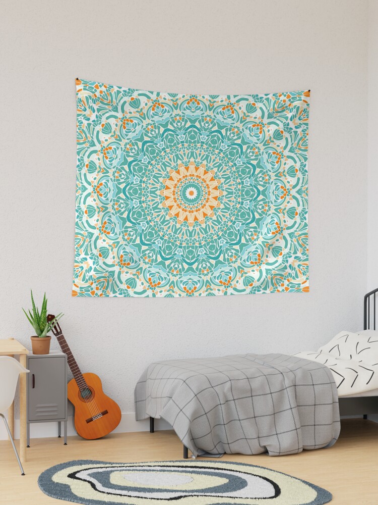 Boho White Lace Mandala in Gray Blue Yoga Mat by Kelly Dietrich