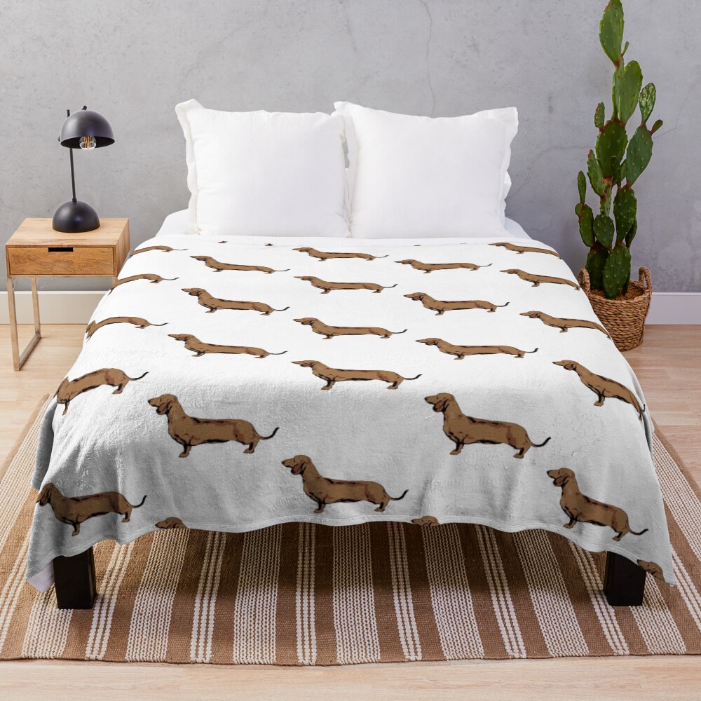 Red Smooth Haired Dachshund Throw Blanket
