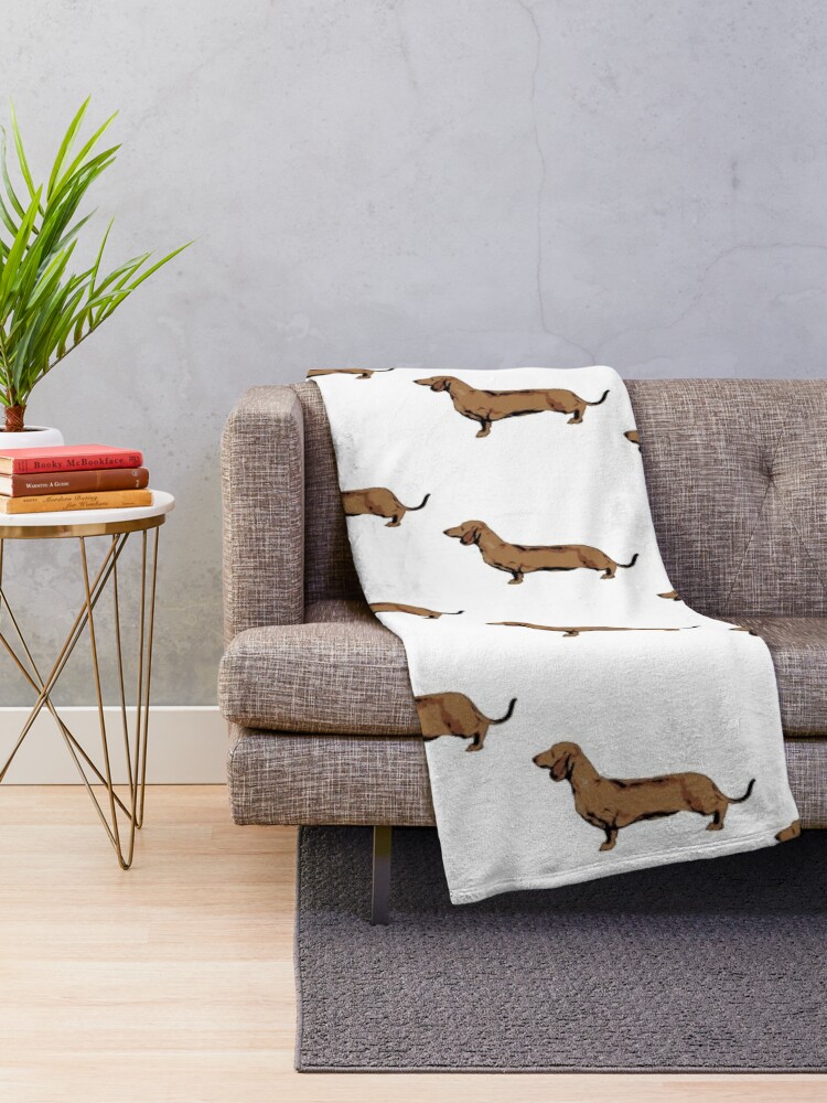 Alternate view of Red Smooth Haired Dachshund Throw Blanket