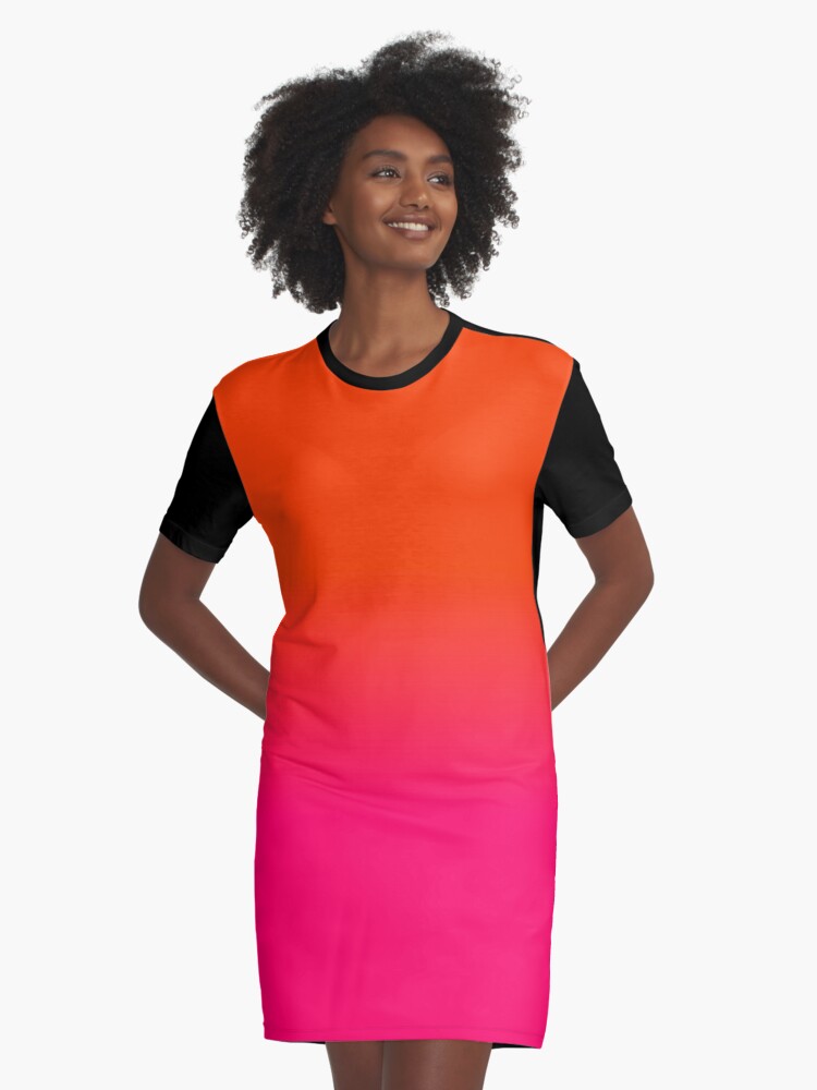 Neon Orange Und Neon Pink Ombre Shade Color Fade T Shirt Kleid Von Podartist Redbubble