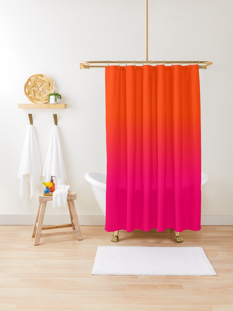 Neon Orange And Neon Pink Ombre Shade Color Fade Shower Curtain