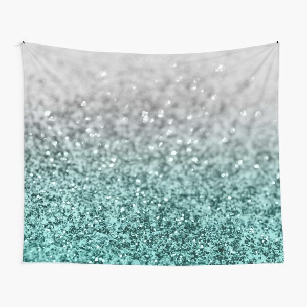 Silver Teal Ocean Glitter Glam #1 #shiny #decor #art Tapestry