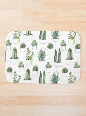 Watercolour cacti & succulents Bath Mat