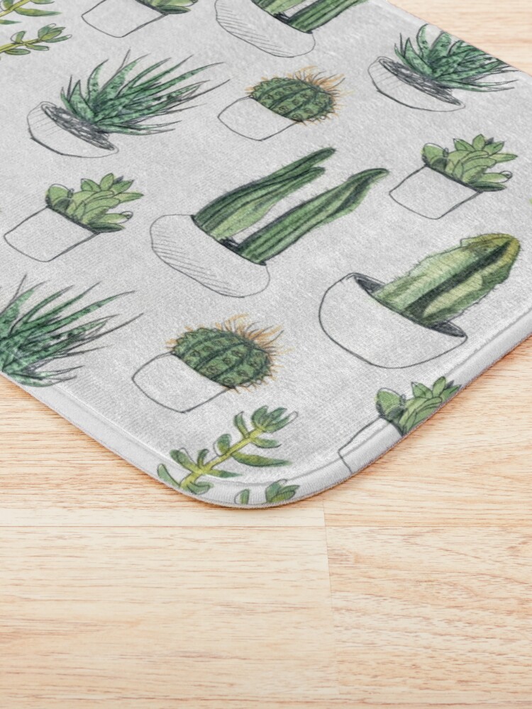 Alternate view of Watercolour cacti & succulents Bath Mat