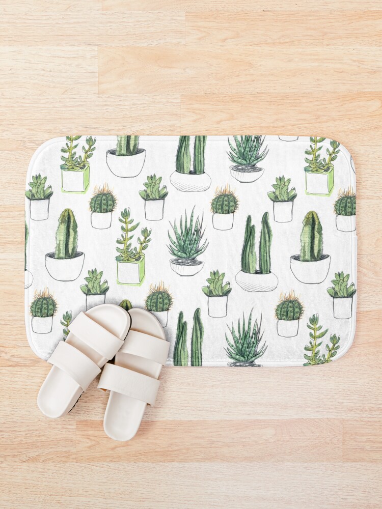 Alternate view of Watercolour cacti & succulents Bath Mat