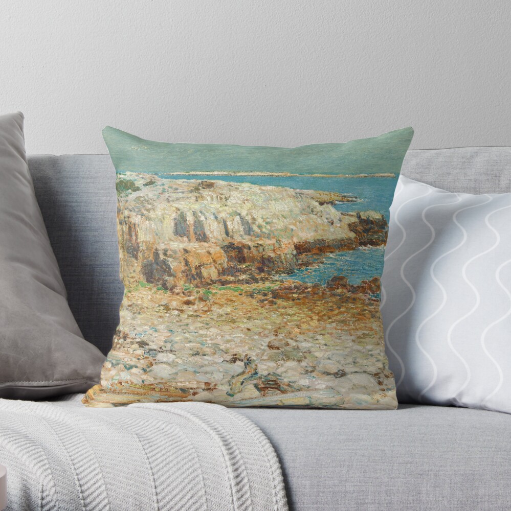 A North East Headland Oil Painting by Childe Hassam Throw Pillow