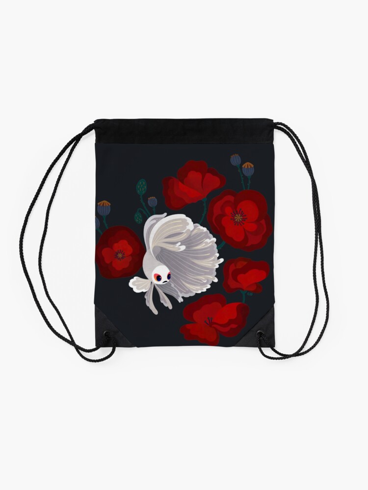 Alternate view of Bettas and Poppies Drawstring Bag