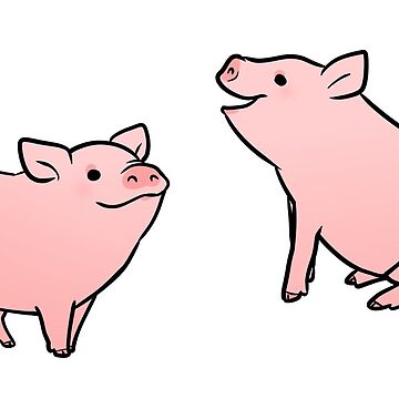 Artwork thumbnail, Two Pink Pig Stickers by comedic