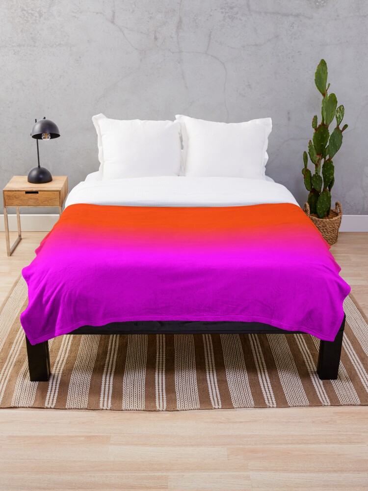 Neon Orange And Hot Pink Ombre Shade Color Fade Throw Blanket By Podartist Redbubble