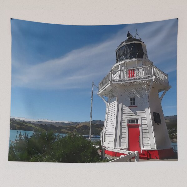 Item preview, Akaroa Light House South Island New Zealand Cartoon designed and sold by TigsArts.