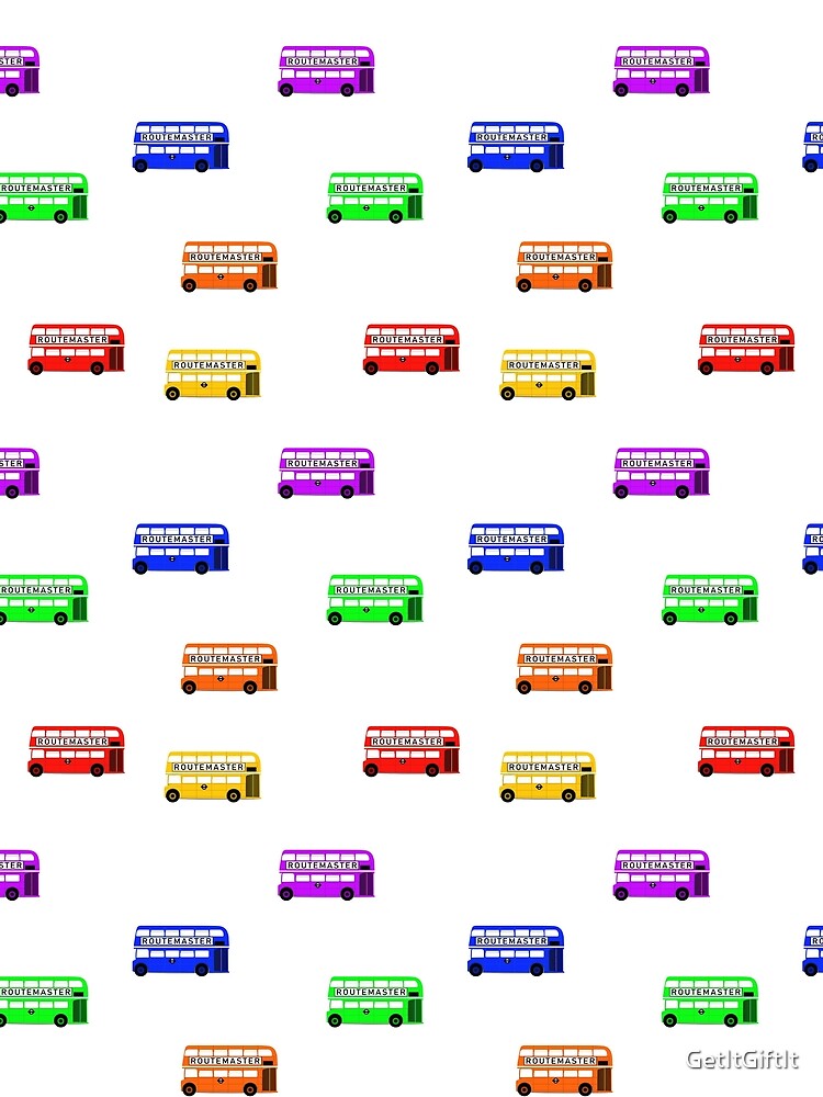 Thumbnail 3 of 3, Scarf, Colourful London Routemaster Bus Pattern designed and sold by GetItGiftIt.