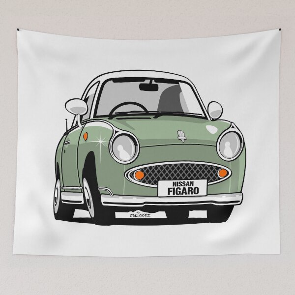 Item preview, Nissan Figaro caricature - emerald green designed and sold by car2oonz.