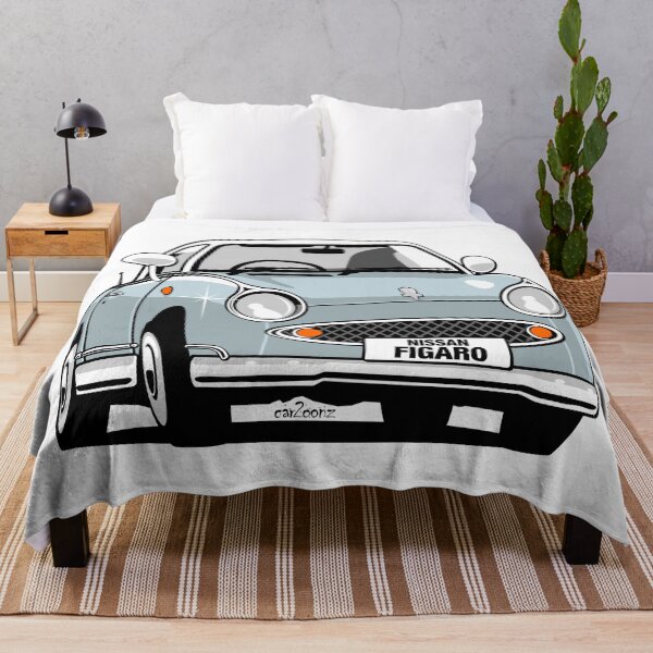 Nissan Figaro caricature - pale aquan Throw Blanket