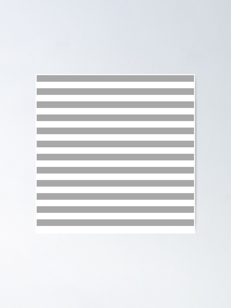 "Grey and white horizontal Stripes Classic Cabana Stripe" Poster by