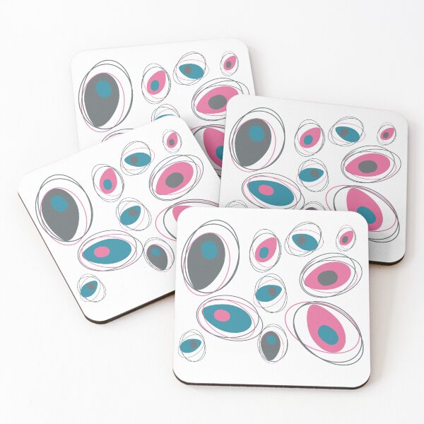 Item preview, Mid Century Modern Abstract Design Teal Gray Pink Retro, MCM designed and sold by funnytshirtemp.