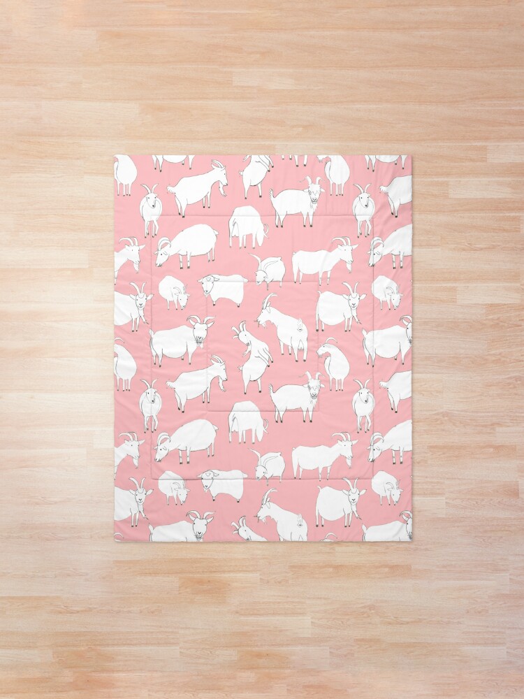 Alternate view of Goats Playing – Pink Comforter