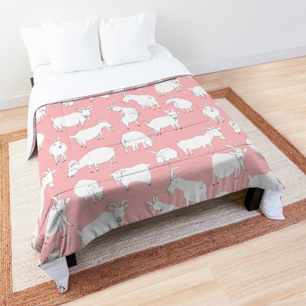 Goats Playing – Pink Comforter